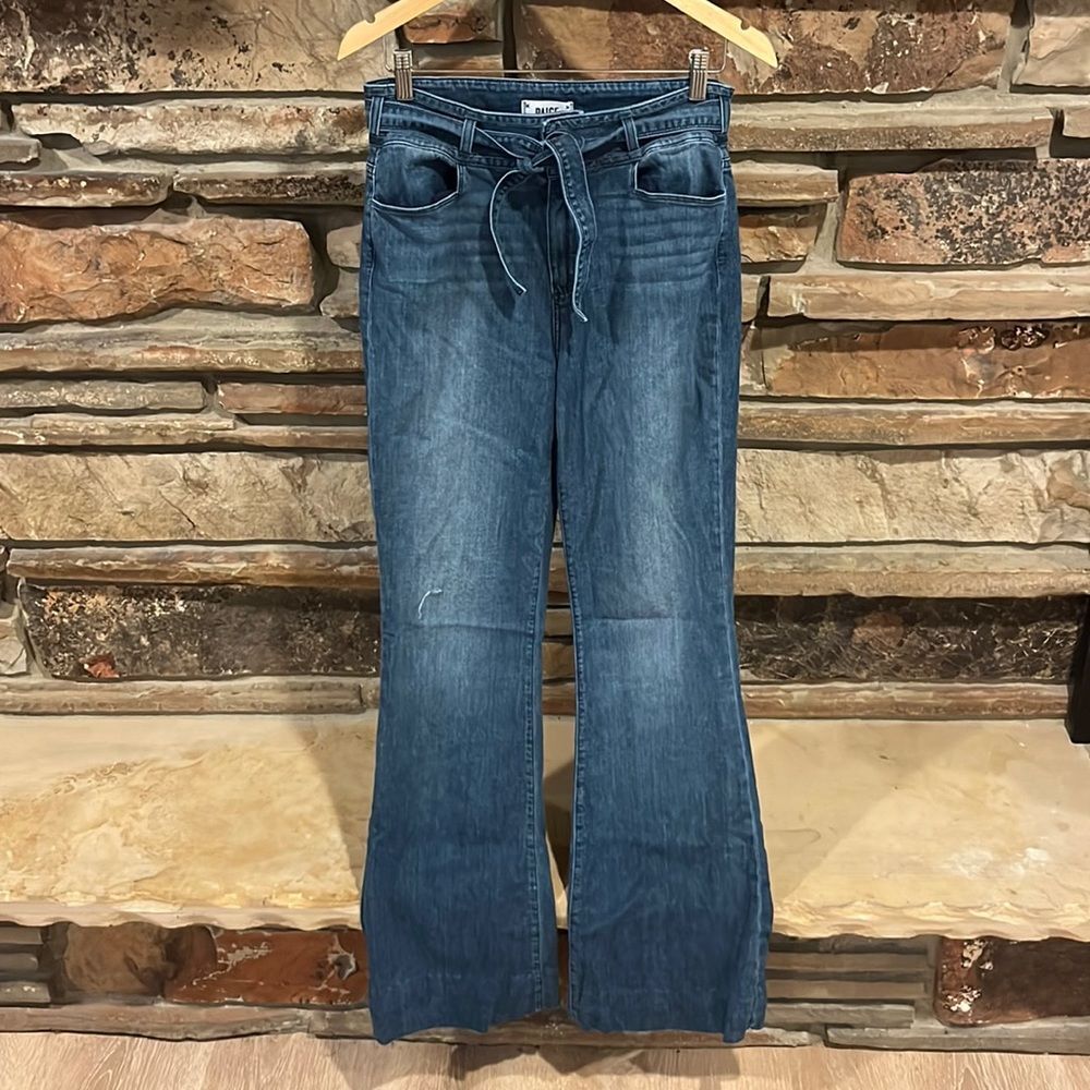 Paige Weston Flare Stretch Jeans with Denim Belt